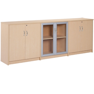 Lemari Arsip Donati Rendah Pintu Panel + Pintu Kaca Frame type DOC-43-3F.L